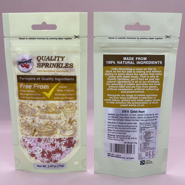 Girlish Heart - Nuts Free Kosher Certified Sprinkles Medley For Cake