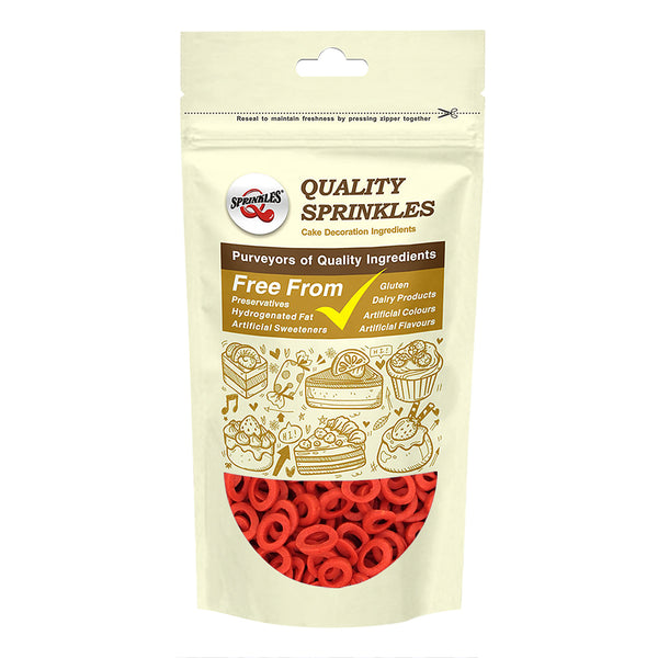 Red Confetti Lifebuoy - Vegan Certified Soya Free Sprinkles Cake Decorations