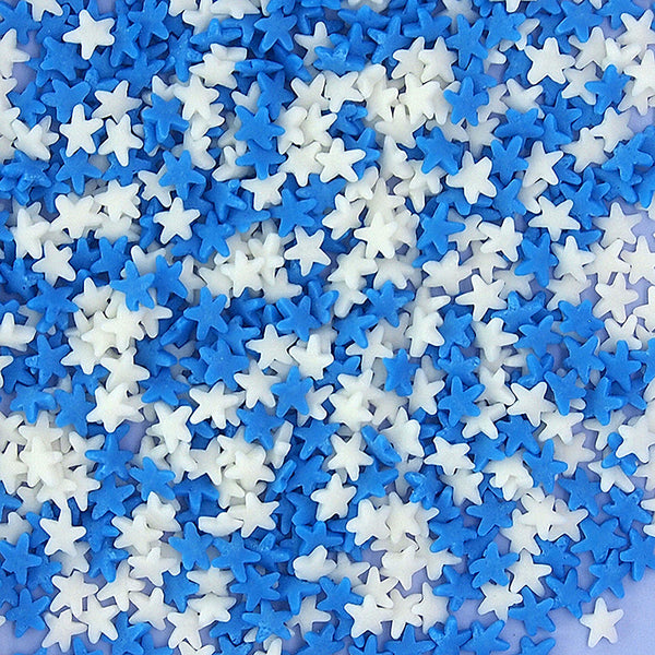 White & Blue Confetti Star - Non Gluten Nuts Free Sprinkles For Cake