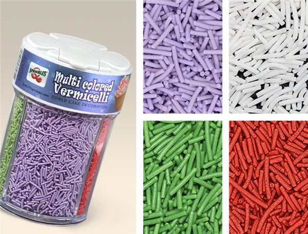 Multi Colour Vermicelli - Nuts Free Halal Certified Sprinkles shaker