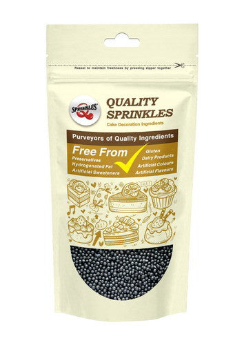 Shimmer Black Nonpareils - Soya Free Clean Lable Sprinkles For Cakes