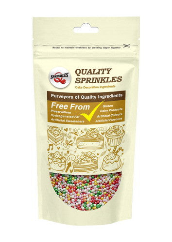 Shimmer Rainbow 4mm Pearls - Nut Free Soy Free Vegan Sprinkles 4 Cake