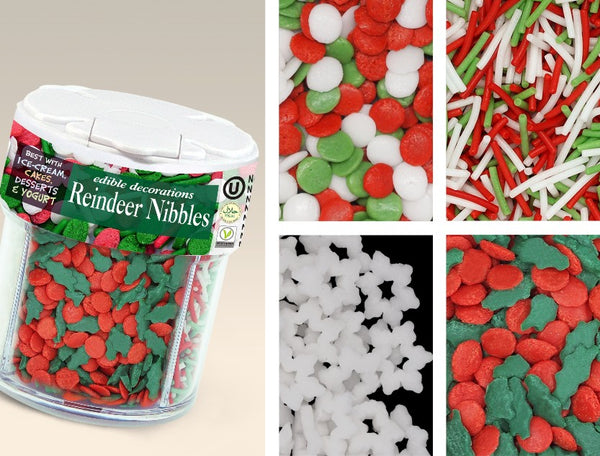 Reindeer Nibbles -Gluten Free Kosher Certified Sprinkles 4 in 1 shaker