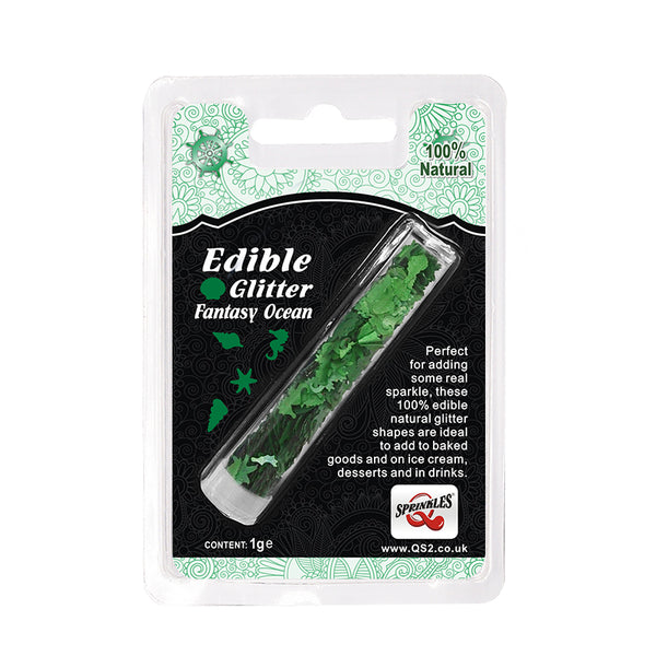 Green Glitter Fantasy Ocean -No Nut Kosher Certified Edible Decoration