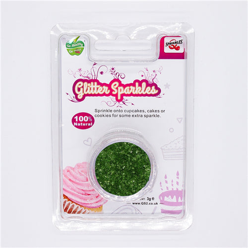 Holly Green Glitter Sparkles - No Nuts Halal Certified Cake Decoration