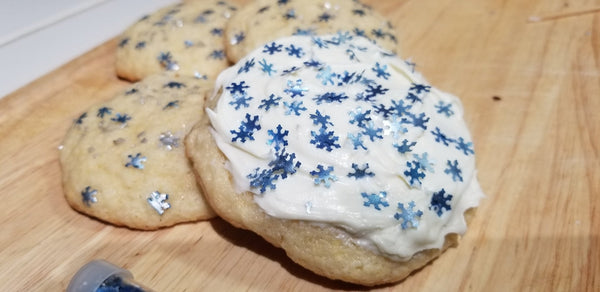 Blue Glitter Snowflakes - No Dairy No Gluten Vegan Edible Decoration