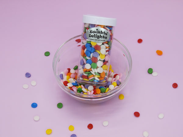 Rainbow Confetti 8MM Big Sequins - No Dairy Kosher Certified Sprinkles