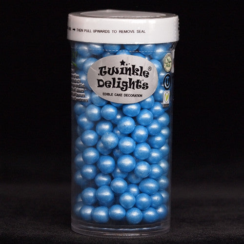 Shimmer Blue 6mm Pearls - Soya Free Halal Certified Sprinkles For Cake