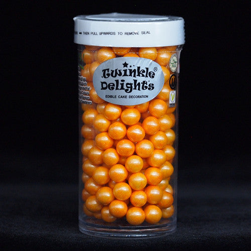 Shimmer Orange 6mm Pearls - Nuts Free Natural Ingredients Sprinkles