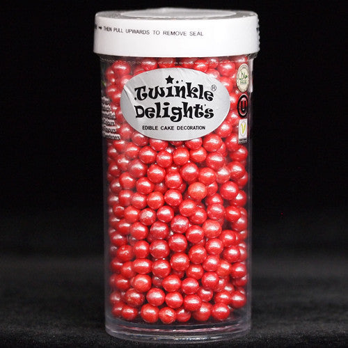 Shimmer Red 4mm Pearls - Soya Free Kosher Sprinkles Cake Decoration