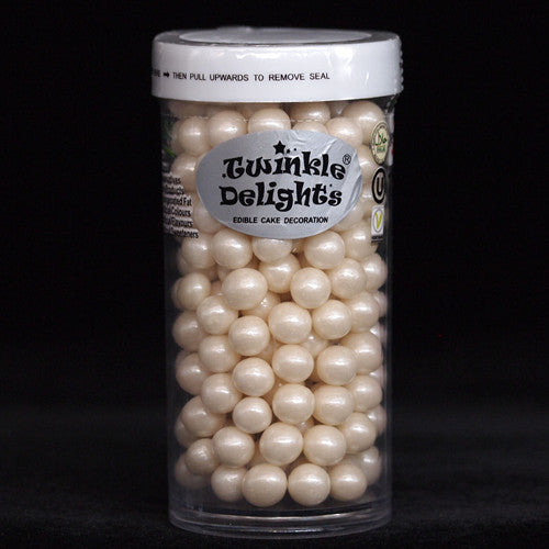 Shimmer White 6mm Pearls - Gluten Free Vegan Sprinkles Cake Decoration