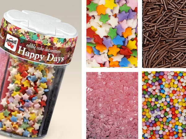 Happy Days - No Nuts Halal Certified Sprinkles Cake Decor 4in1 shaker