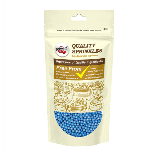 Shimmer Blue 4mm Pearls - Gluten Free Clean Label Sprinkles For Cakes