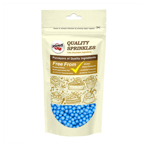 Shimmer Blue 6mm Pearls - Soya Free Halal Certified Sprinkles For Cake