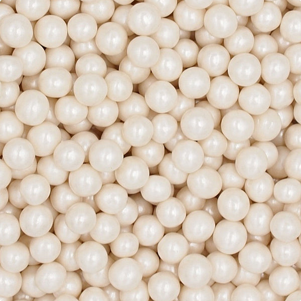 Shimmer White 6mm Pearls - Gluten Free Vegan Sprinkles Cake Decoration