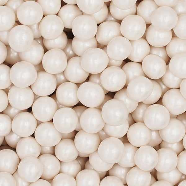 Shimmer White 8mm Pearls - Soya Free Vegan Sprinkles Cake Decoration