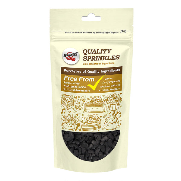 Black Confetti Heart - Halal Certified Soya Free Sprinkles For Cake