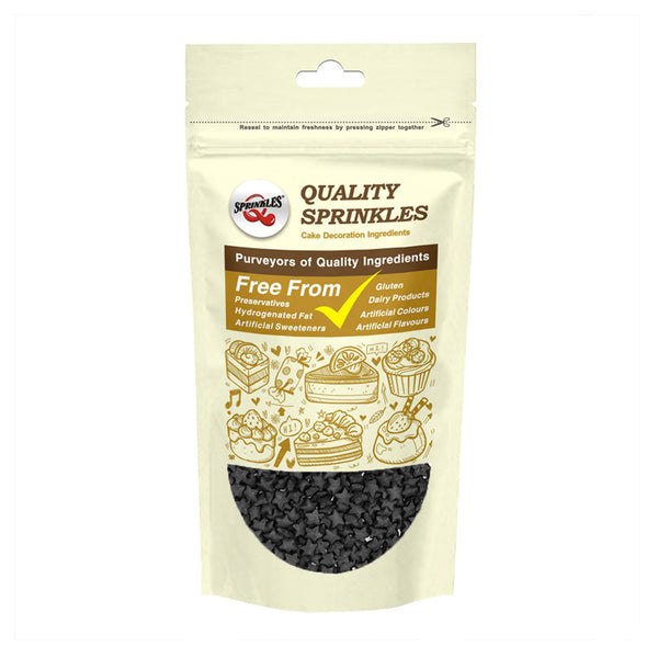 Black Confetti Star - Gluten Free Halal Certified Sprinkles For Cake