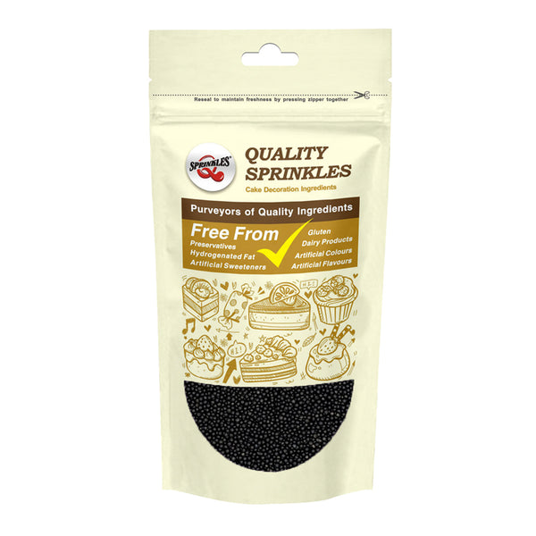 Black Nonpareils - No Dairy Soya Free Vegan Sprinkles Cake Decorations