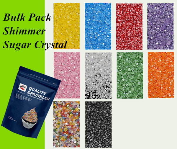 Bulk Pack Shimmer Sugar Crystals - Halal Certified Vegan Sprinkles