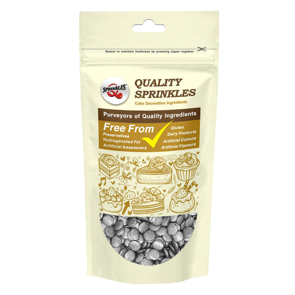 Silver Confetti Sequins - Natural Ingredient Halal Certified Sprinkles