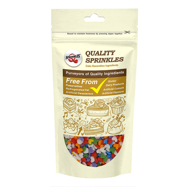 Rainbow Confetti Mini Heart - Soya Free Natural Ingredients Sprinkles