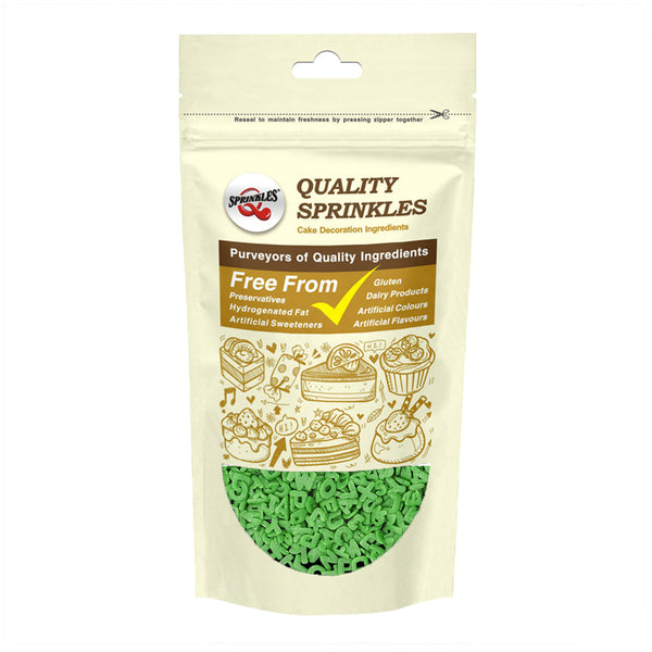 Green Confetti Alphabets - Gluten Free Natural Ingredients Sprinkles