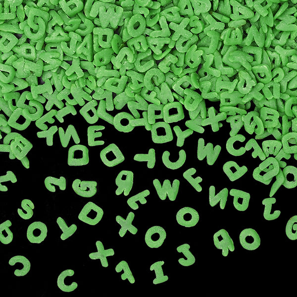 Green Confetti Alphabets - Gluten Free Natural Ingredients Sprinkles