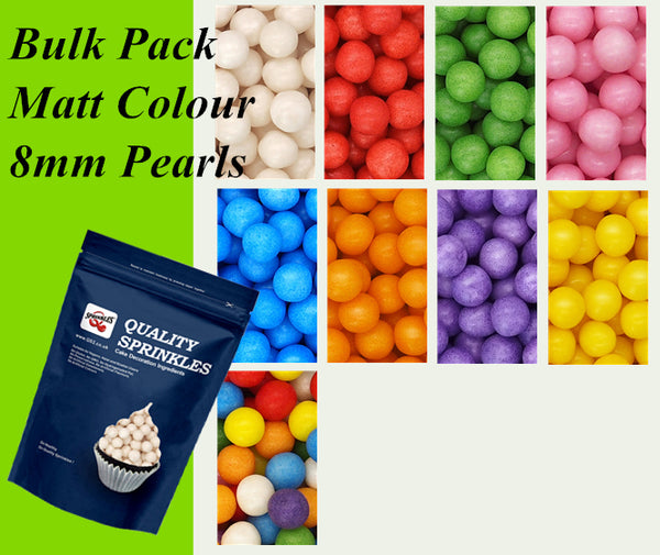 Bulk Pack 8mm Matt Pearls - Gluten Free Clean Lable Sprinkles For Cake