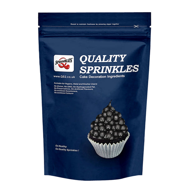 Matt Black 4mm Pearls - Dairy Free Halal Certified Sprinkles For Cake