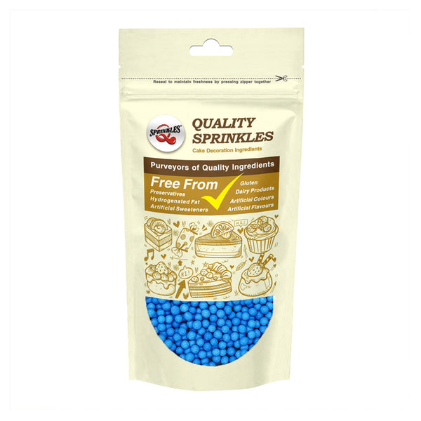 Matt Blue 3mm Pearls - Nut Free Clean Label Sprinkles Cake Decoration