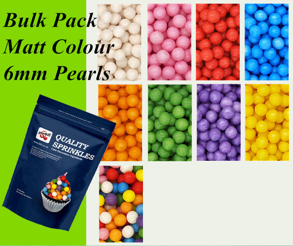 Bulk Pack 6mm Matt Pearls - No Soy Natural Ingredients Vegan Sprinkles