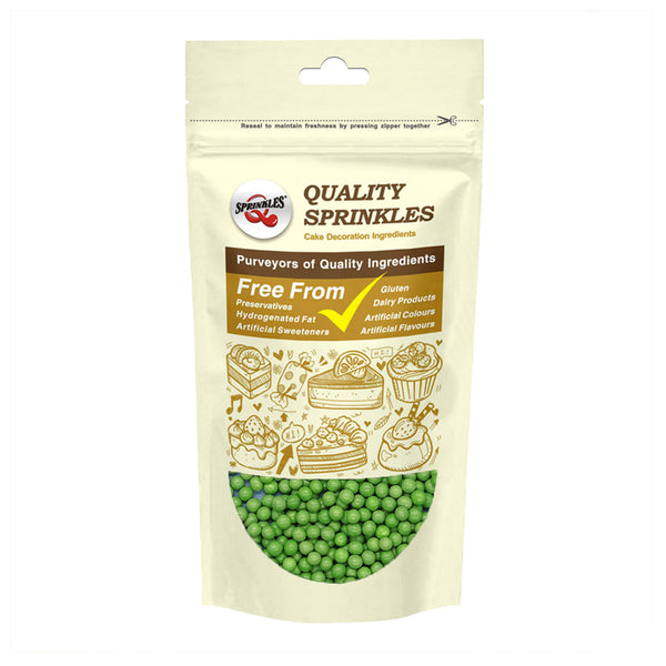 Matt Green 3mm Pearls - Soy Free Dairy Free Sprinkles Cake Decoration