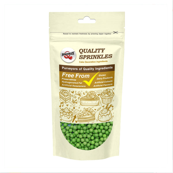 Matt Green 4mm Pearls - Natural Ingredients Sprinkles Cake Decoration