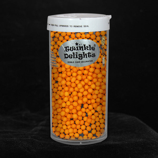 Matt Orange 3mm Pearls - Nuts Free Kosher Sprinkles Cake Decorating