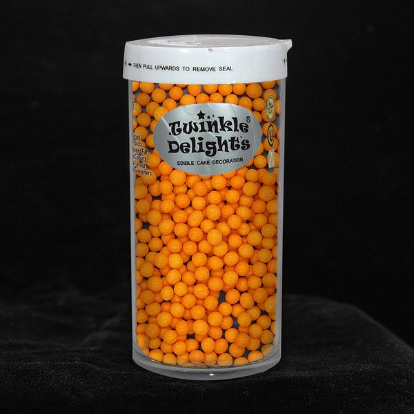 Matt Orange 4mm Pearls - No Gluten Nut Free Sprinkles Cake Decoration