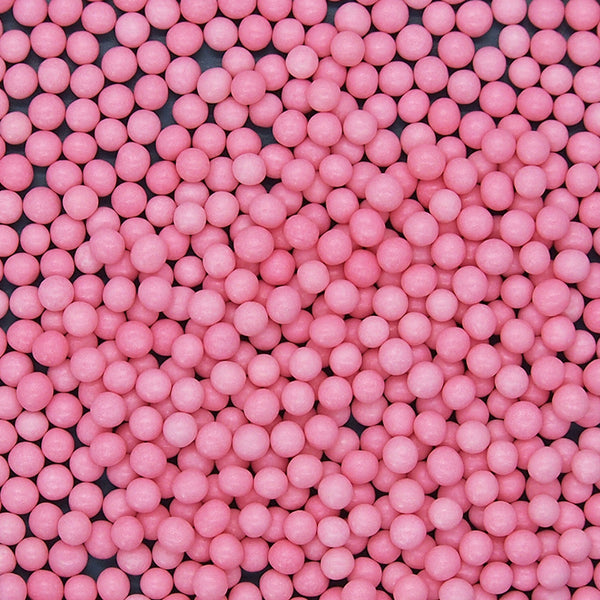 Matt Pink 3mm Pearls - Soy Free Natural Ingredients Sprinkles For Cake