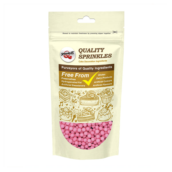 Matt Pink 4mm Pearls - Dairy Free Nut Free Kosher Certified Sprinkles