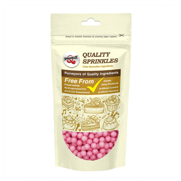 Matt Pink 6mm Pearls - Dairy Free Kosher Certified Sprinkles For Cakes