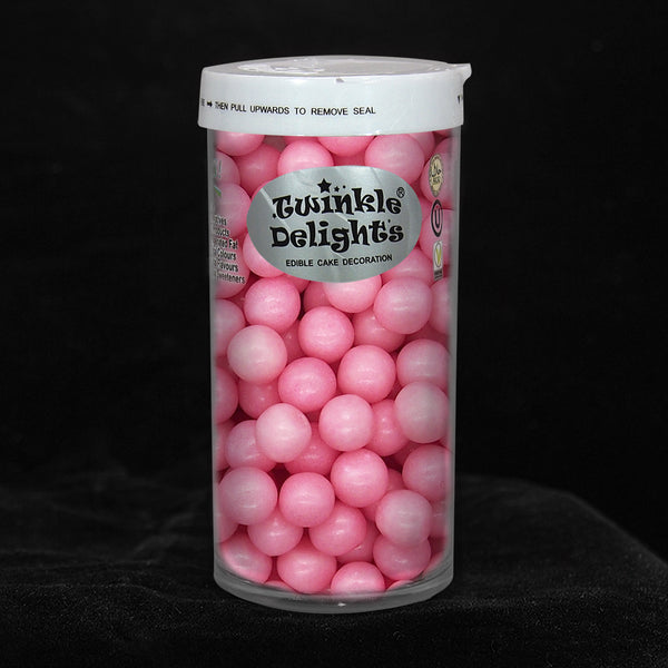 Matt Pink 8mm Pearls - Soya Free Kosher Certified Sprinkles For Cakes