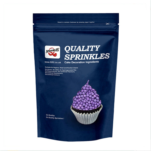 Matt Purple 3mm Pearls - Soya Free Natural Ingredient Sprinkles 4 Cake