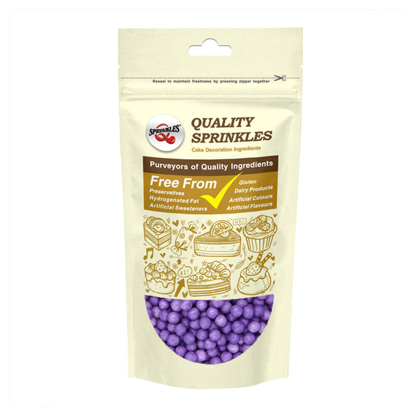 Matt Purple 6mm Pearls - Soya Free Halal Certified Sprinkles For Cakes