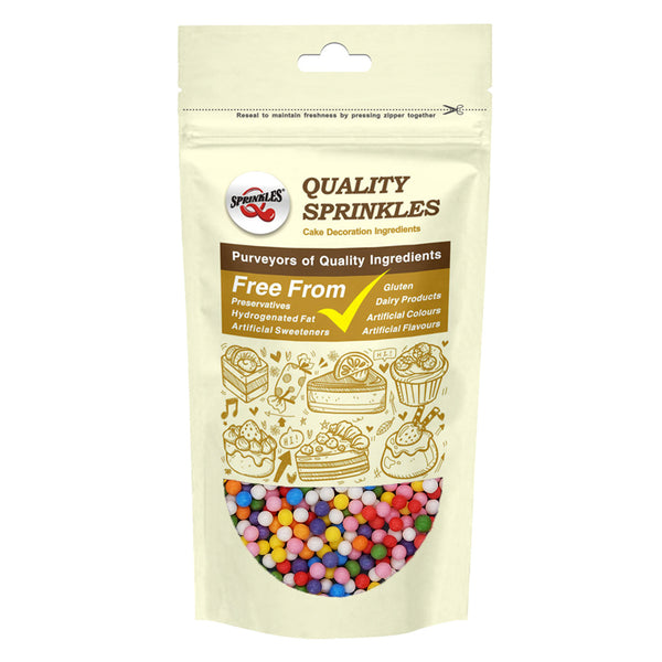 Matt Rainbow 3mm Pearls - No Nut Clean Label Sprinkles Cake Decoration