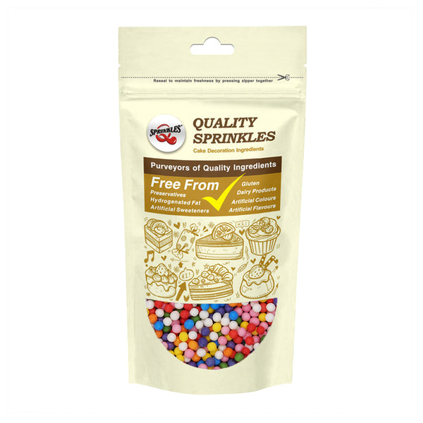 Matt Rainbow 4mm Pearls - No Nut Clean Label Sprinkles Cake Decoration