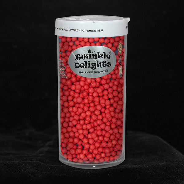 Matt Red 3mm Pearls - Dairy Free Clean Label Sprinkles Cake Decorating