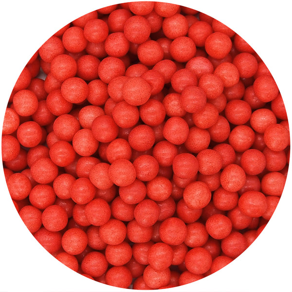 Matt Red 6mm Pearls - Soya Free Kosher Certified Sprinkles Cake Decor