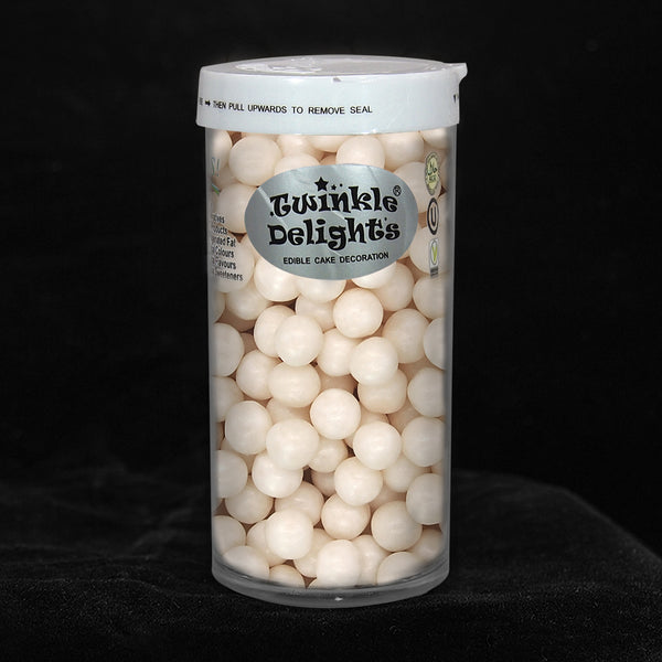 Matt White 8mm Pearls - No Soy No Nuts Vegan Sprinkles Cake Decoration