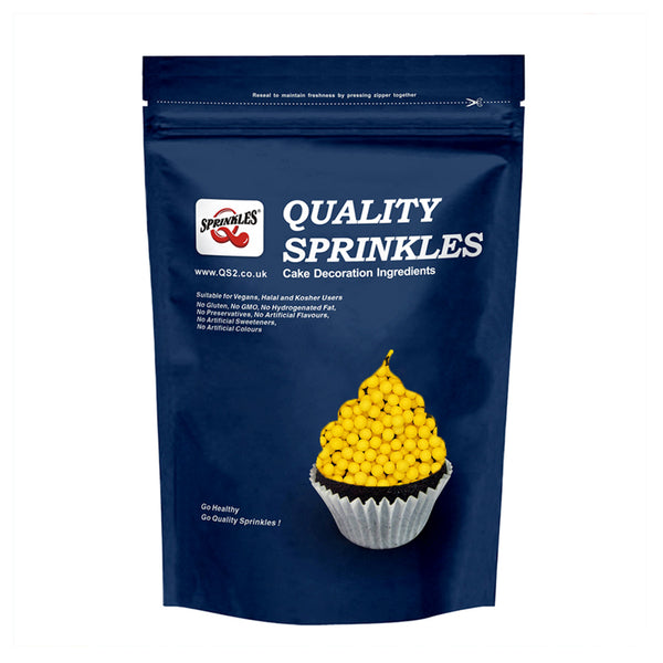 Matt Yellow 3mm Pearls - Dairy Free Halal Certified Sprinkles For Cake