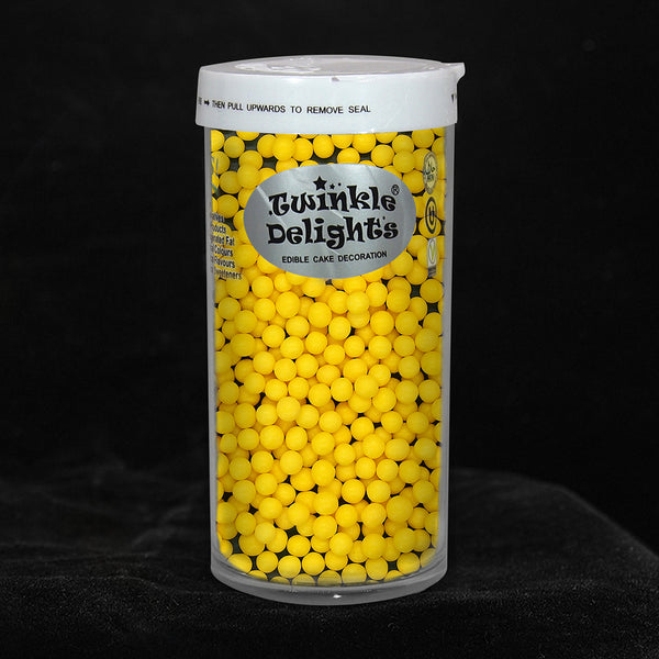 Matt Yellow 4mm Pearls - Dairy Free Nut Free Halal Certified Sprinkles