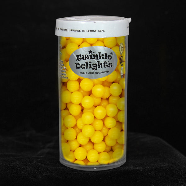 Matt Yellow 6mm Pearls - Nut Free Natural Ingredients Sprinkles 4 Cake